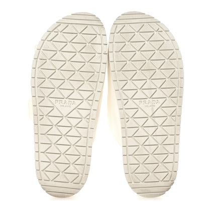 Prada Nappa Logo Velcro Strap Slide Sandals 38 Ivory 6 of 8