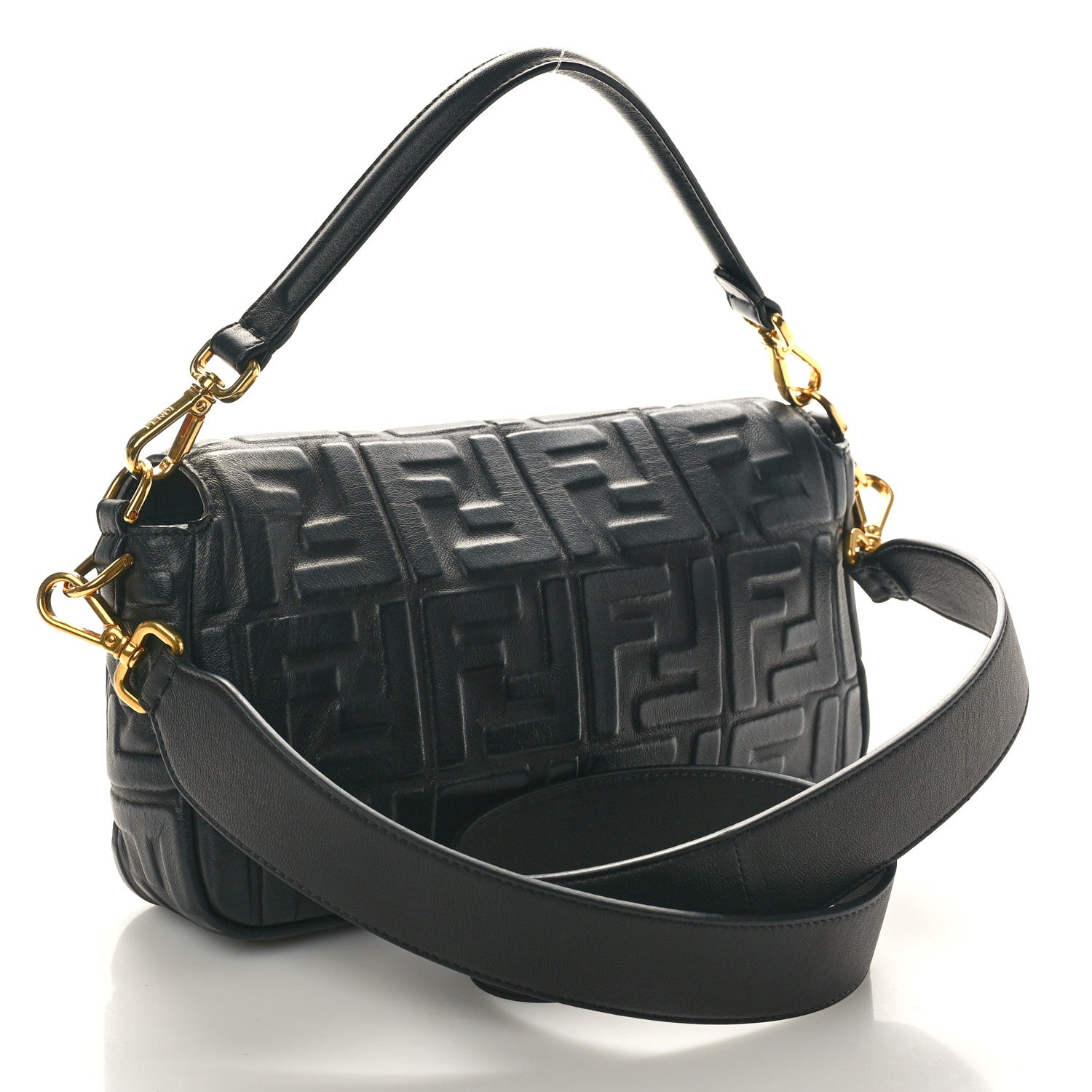 Fendi Nappa FF 1974 Embossed Baguette Black 3 of 10