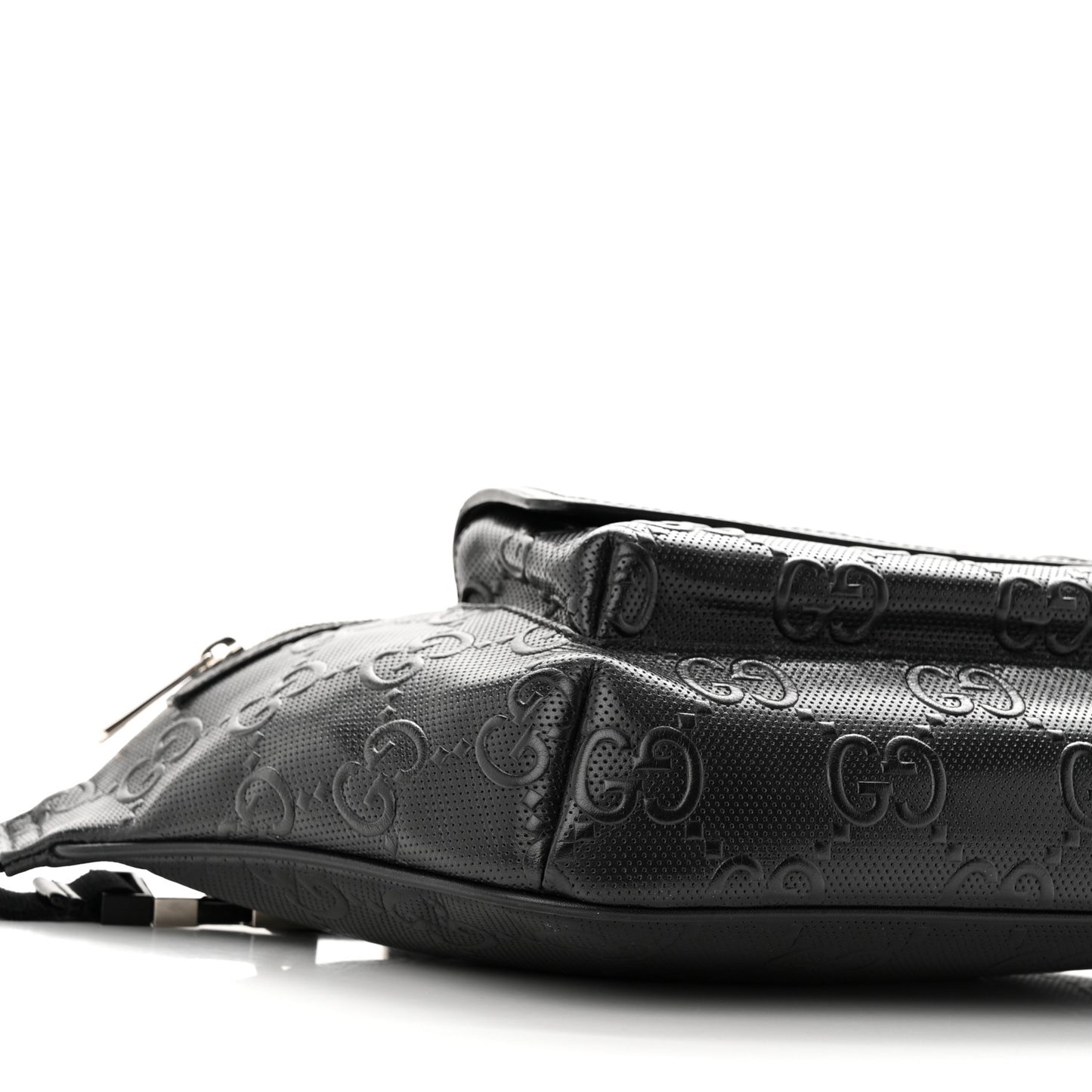 Calfskin GG Tennis Embossed Pocket Belt Bag Black
