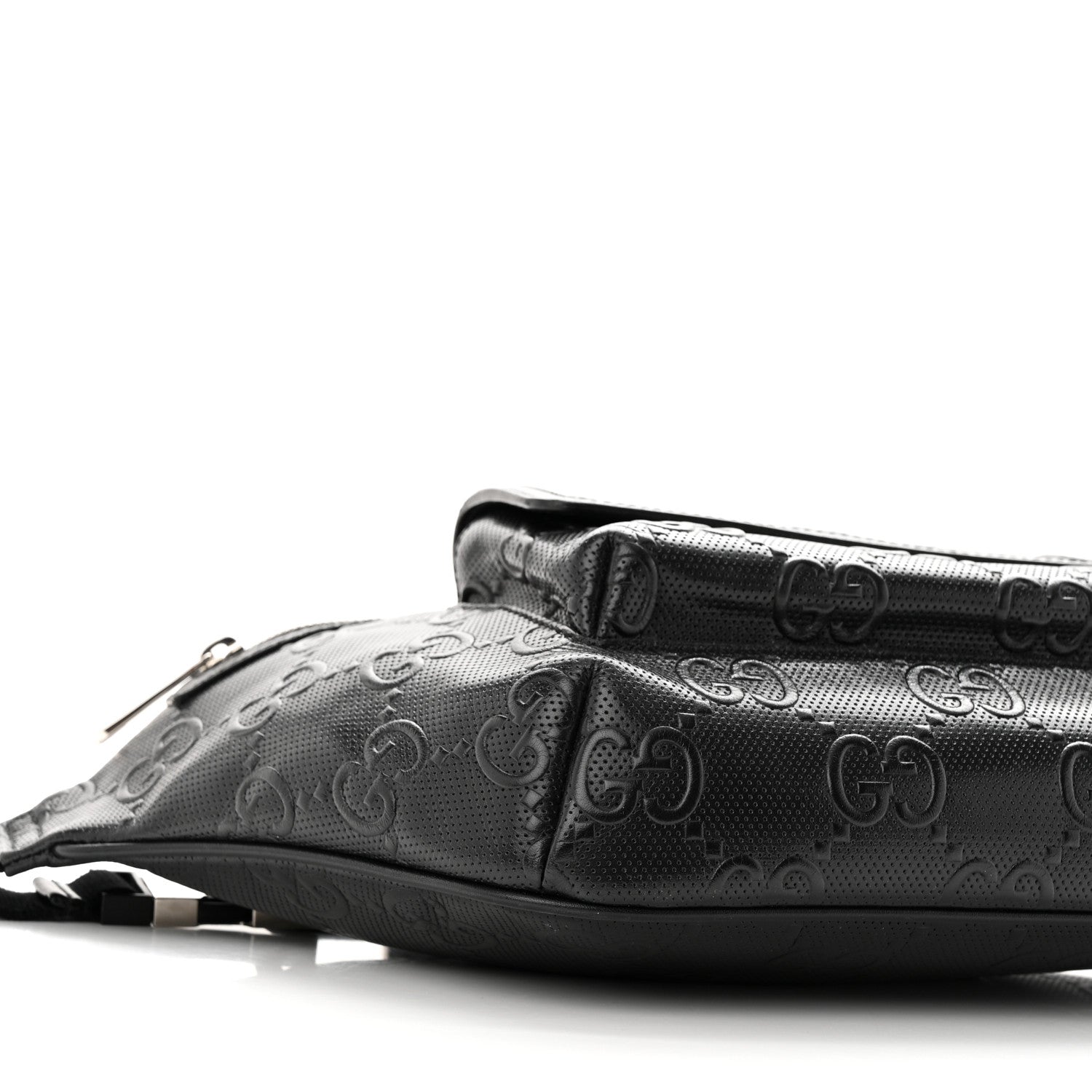 Gucci Calfskin GG Tennis Embossed Pocket Belt Bag Black 9 of 11