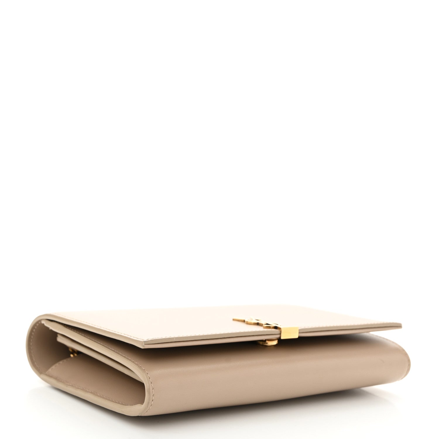 Saint Laurent Glossy Calfskin Monogram Chain Wallet Dark Beige 4 of 13