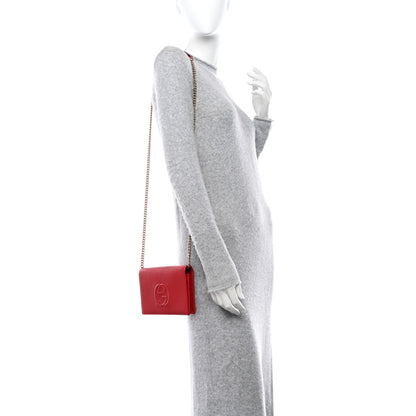Gucci Pebbled Calfskin Soho Wallet on Chain Hibiscus Red 2 of 10