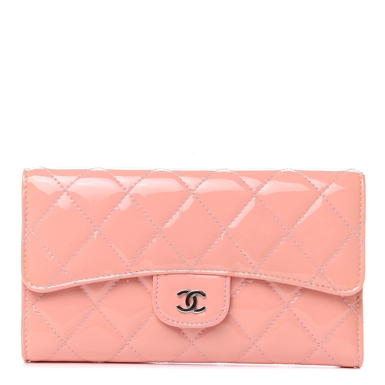 Chanel Patent Quilted Long Flap Wallet Pink 1 of 13