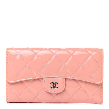 Chanel Patent Quilted Long Flap Wallet Pink 1 of 13
