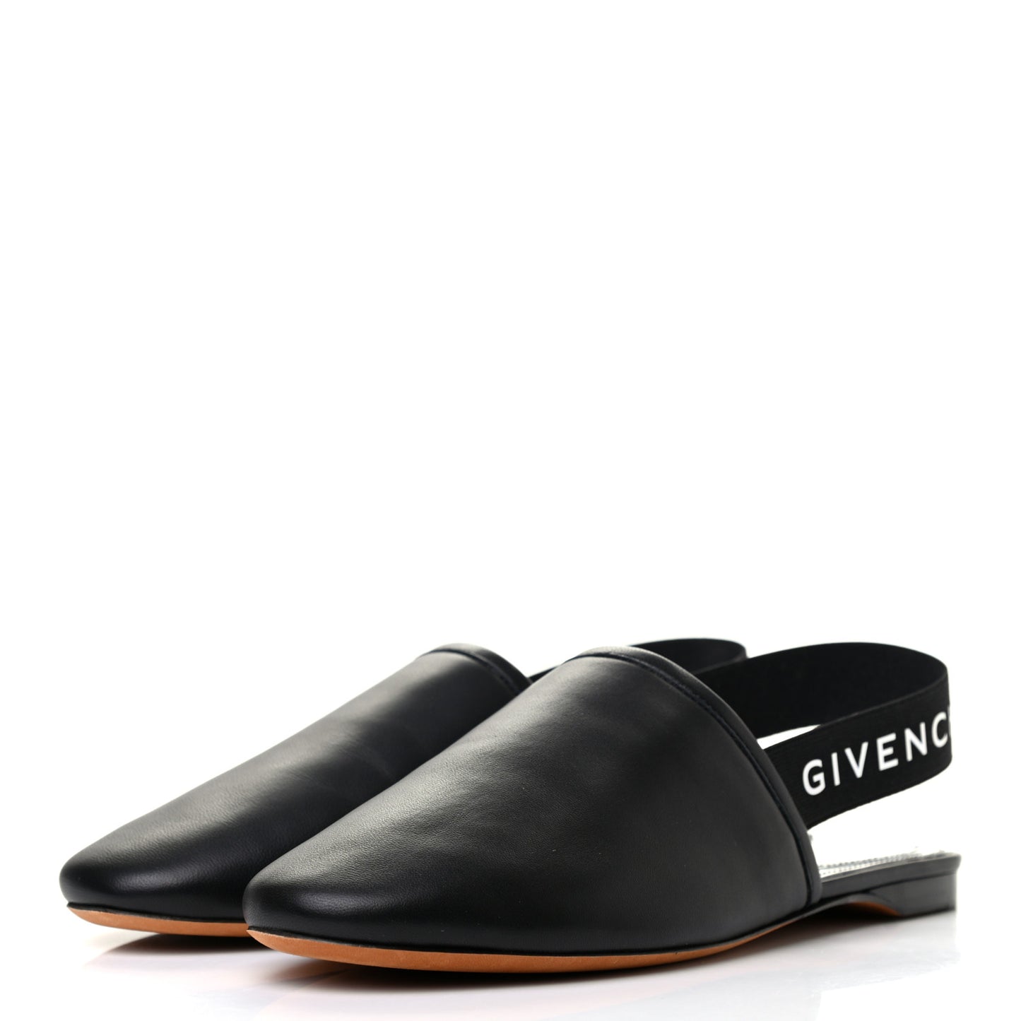 Nappa Rivington Logo Slingback Flat 37 Black Silver