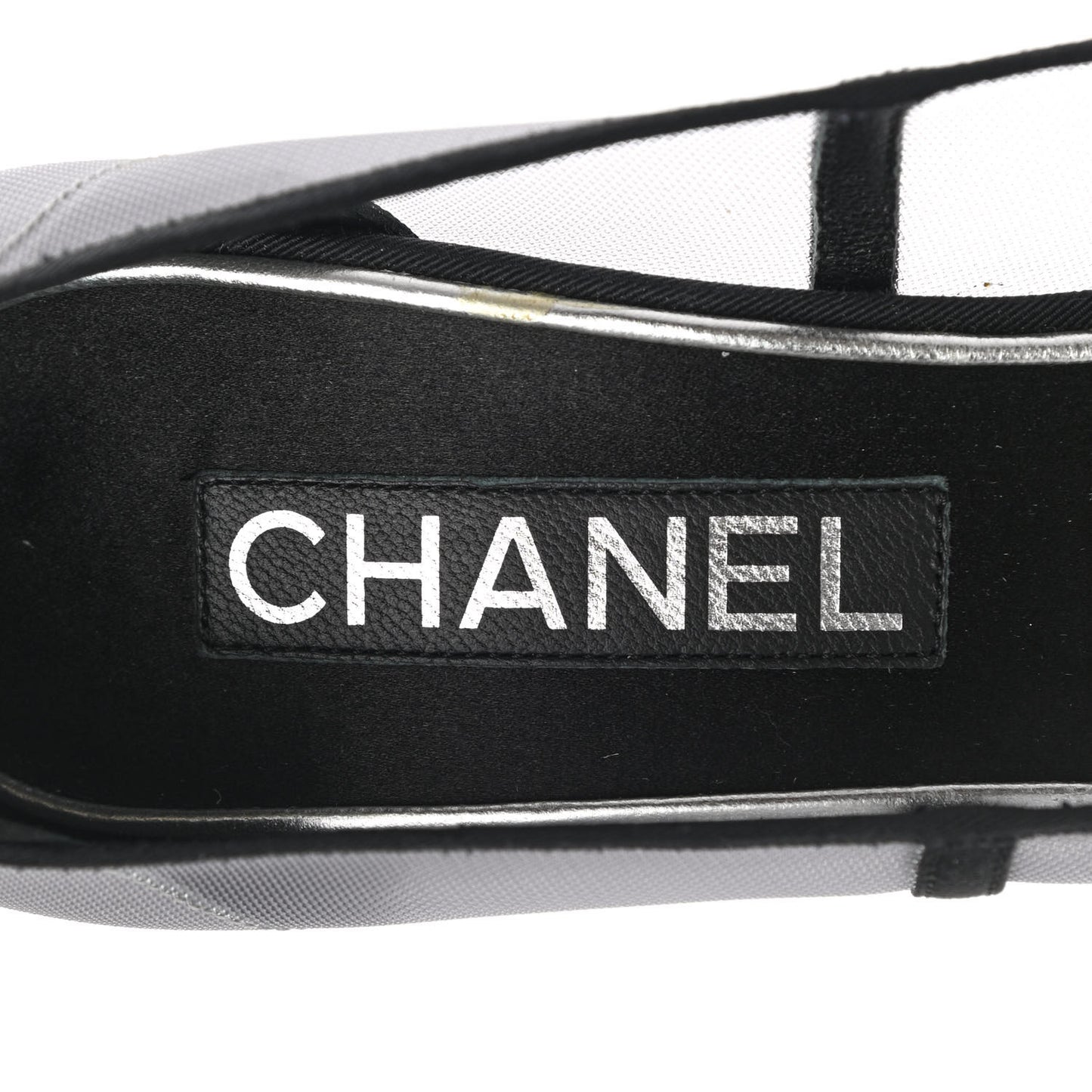 Mesh Grosgrain Camellia Pumps 40 Grey Black
