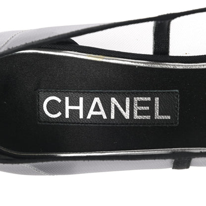Chanel Mesh Grosgrain Camellia Pumps 40 Grey Black 7 of 7