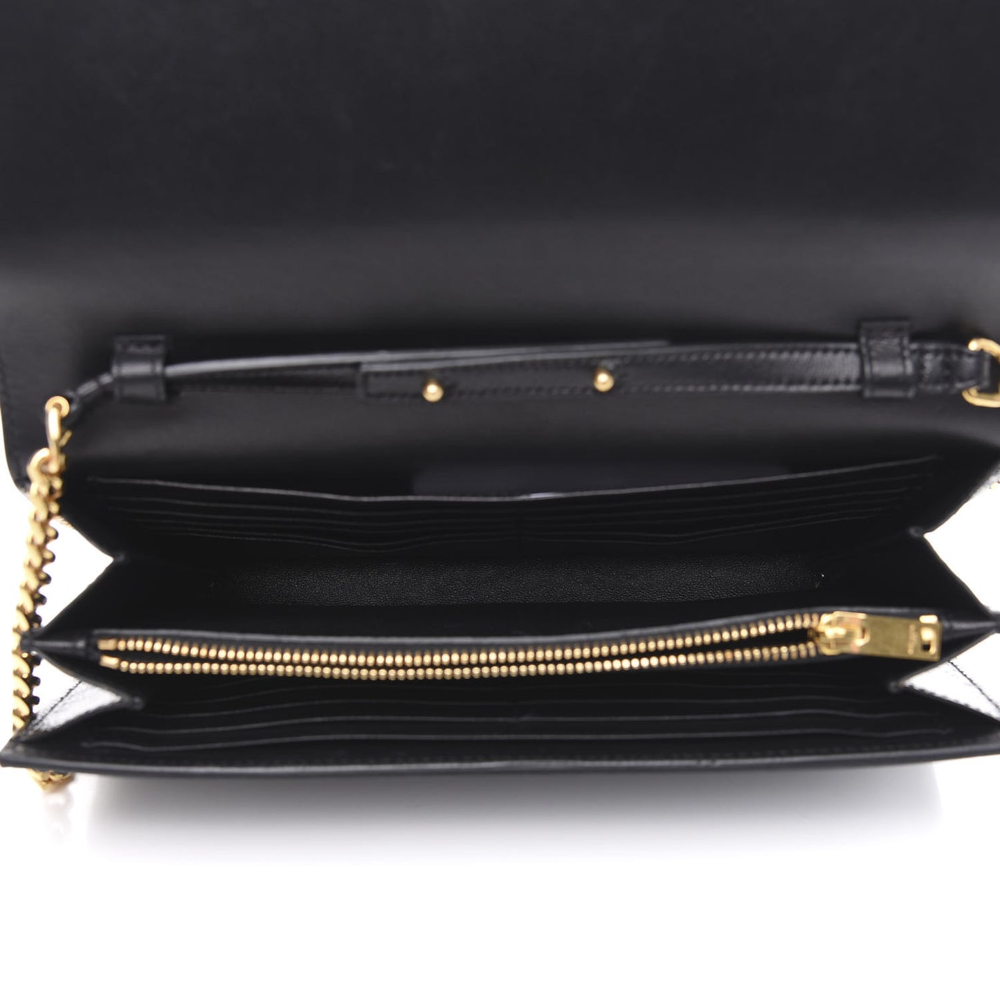 Textured Patent Calfskin Monogram Kate Chain Wallet Black