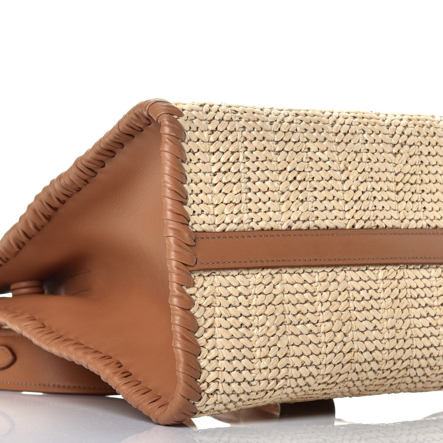 Raffia City Calfskin Whipstitch Medium Paradigme Bag Naturale Caramel