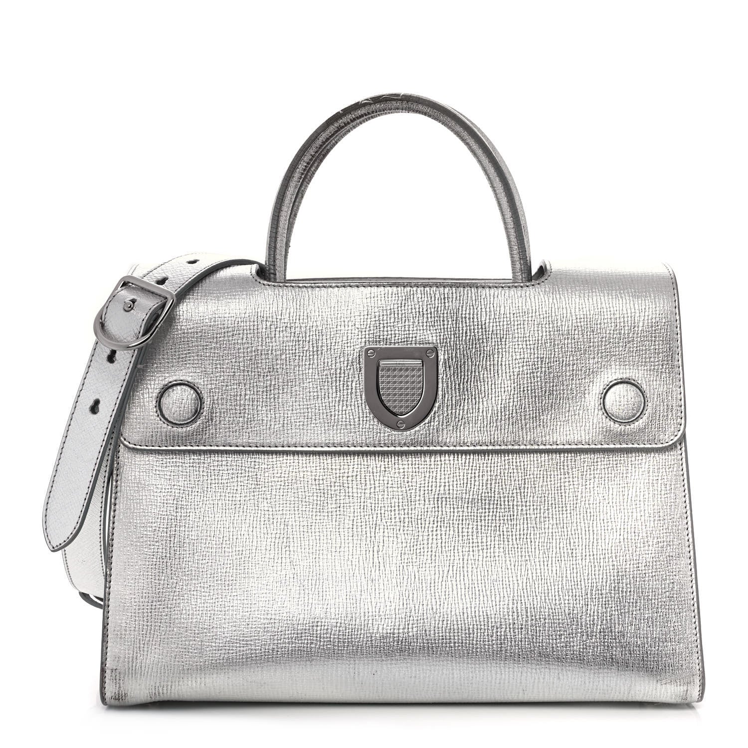 Christian Dior Metallic Goatskin Medium Diorever Flap Silver 1 of 13
