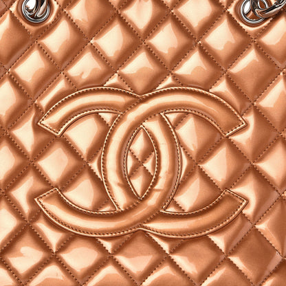 Chanel Metallic Patent Quilted Grand Shopping Tote GST Bronze 11 of 12