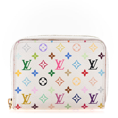 Louis Vuitton Monogram Multicolor Zippy Coin Purse Wallet White Litchi 1 of 9
