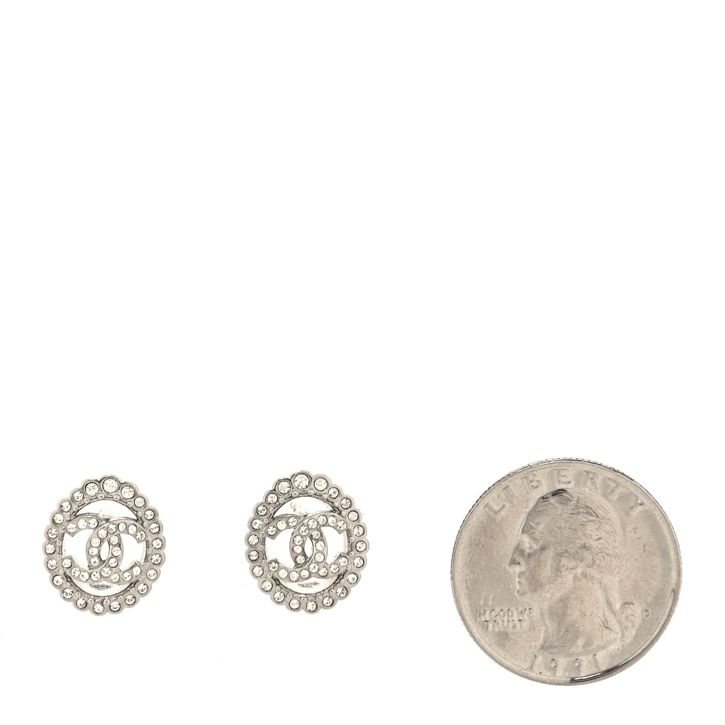 Crystal CC Oval Earrings Silver