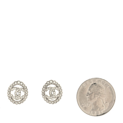 Chanel Crystal CC Oval Earrings Silver 2 of 4