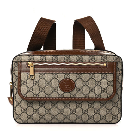 Gucci GG Supreme Monogram Textured Calfskin Retro Interlocking G Holster Bag Beige Ebony Brown Sugar 1 of 8