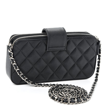 Chanel Goatskin Quilted CC Box Clutch With Chain Black 2 of 11