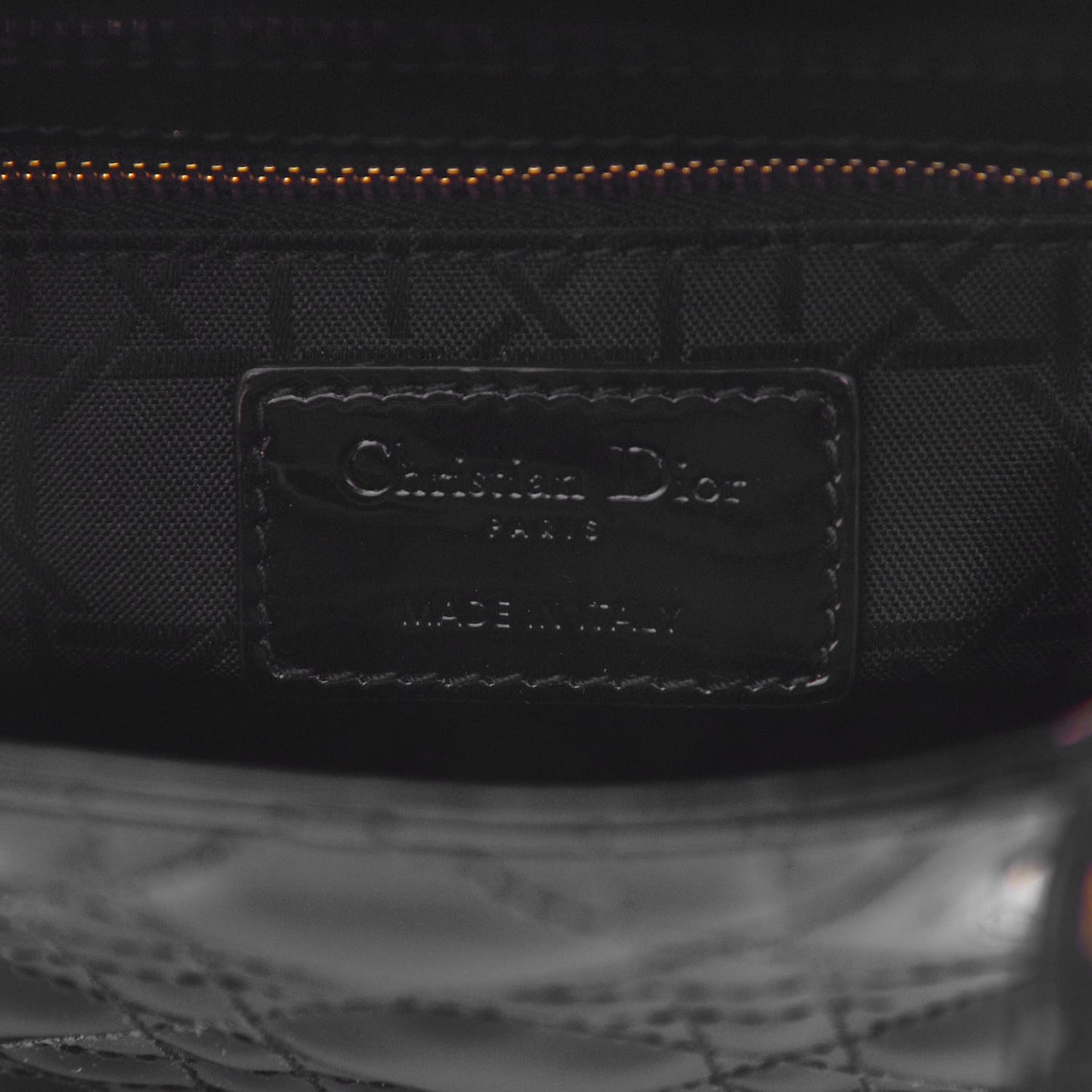 Patent Cannage Mini Lady Dior Black