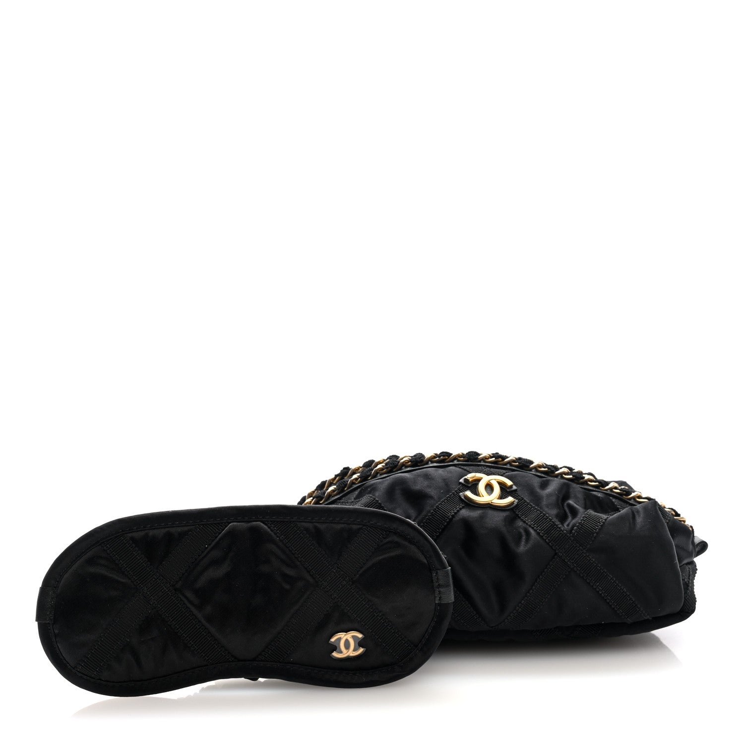 Chanel Nylon Grosgrain Lifestyle Pouch With Sleep Mask Black 3 of 8