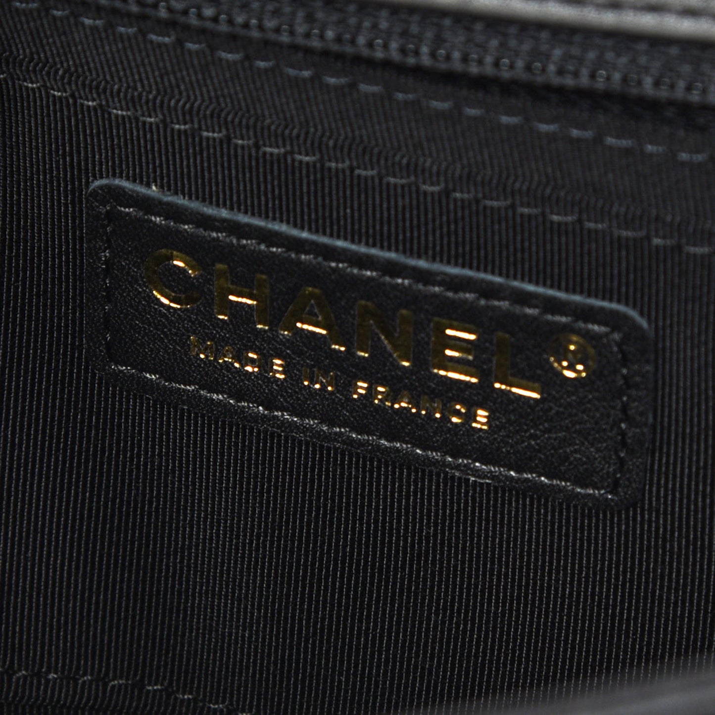 Calfskin Chevron Quilted Mini Statement Flap Black