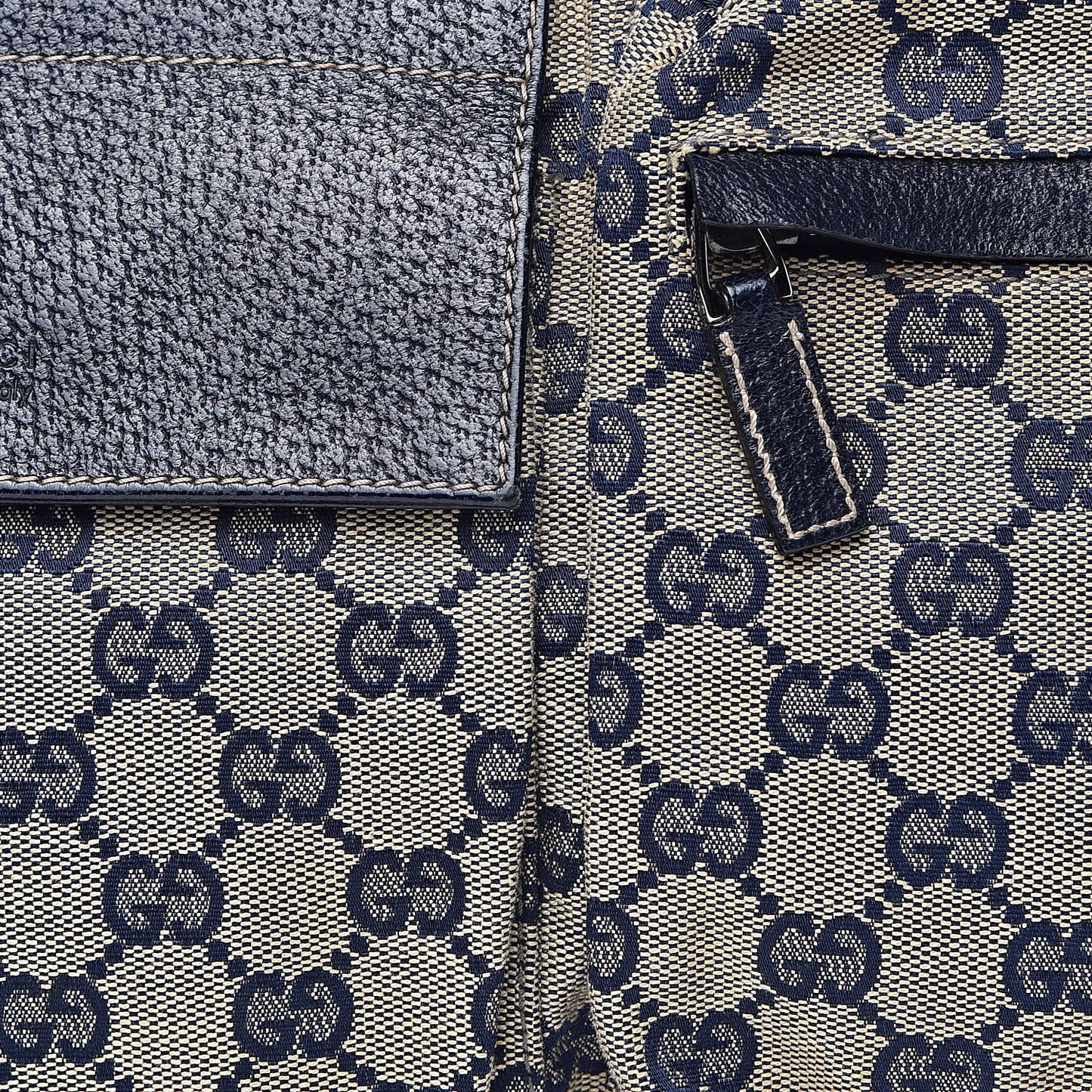 GG Monogram Web Double Pocket Belt Bag Navy