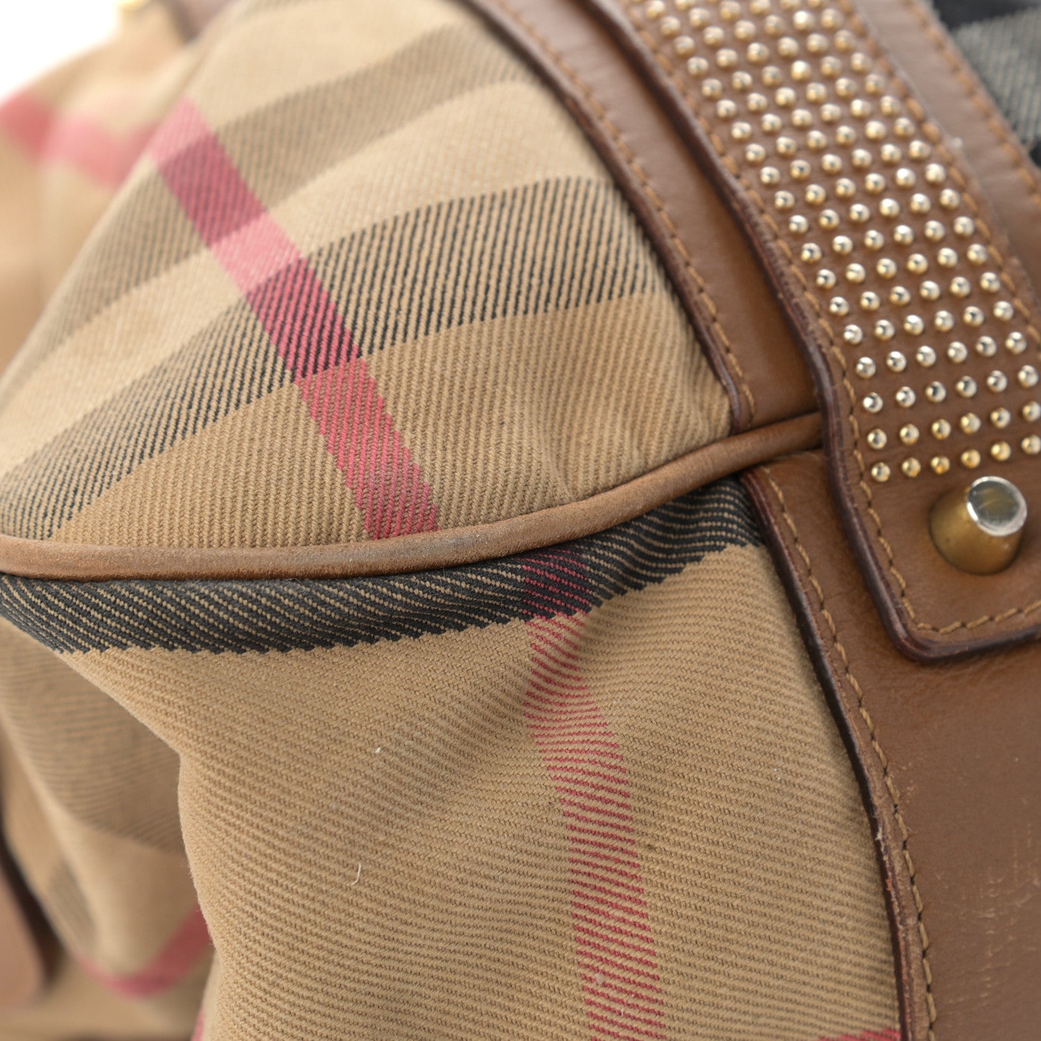 Burberry House Check Studded Knight Satchel Brown 10 of 21