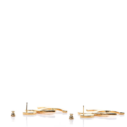 Chanel Metal Large Paris Button Earrings Gold 3 of 5