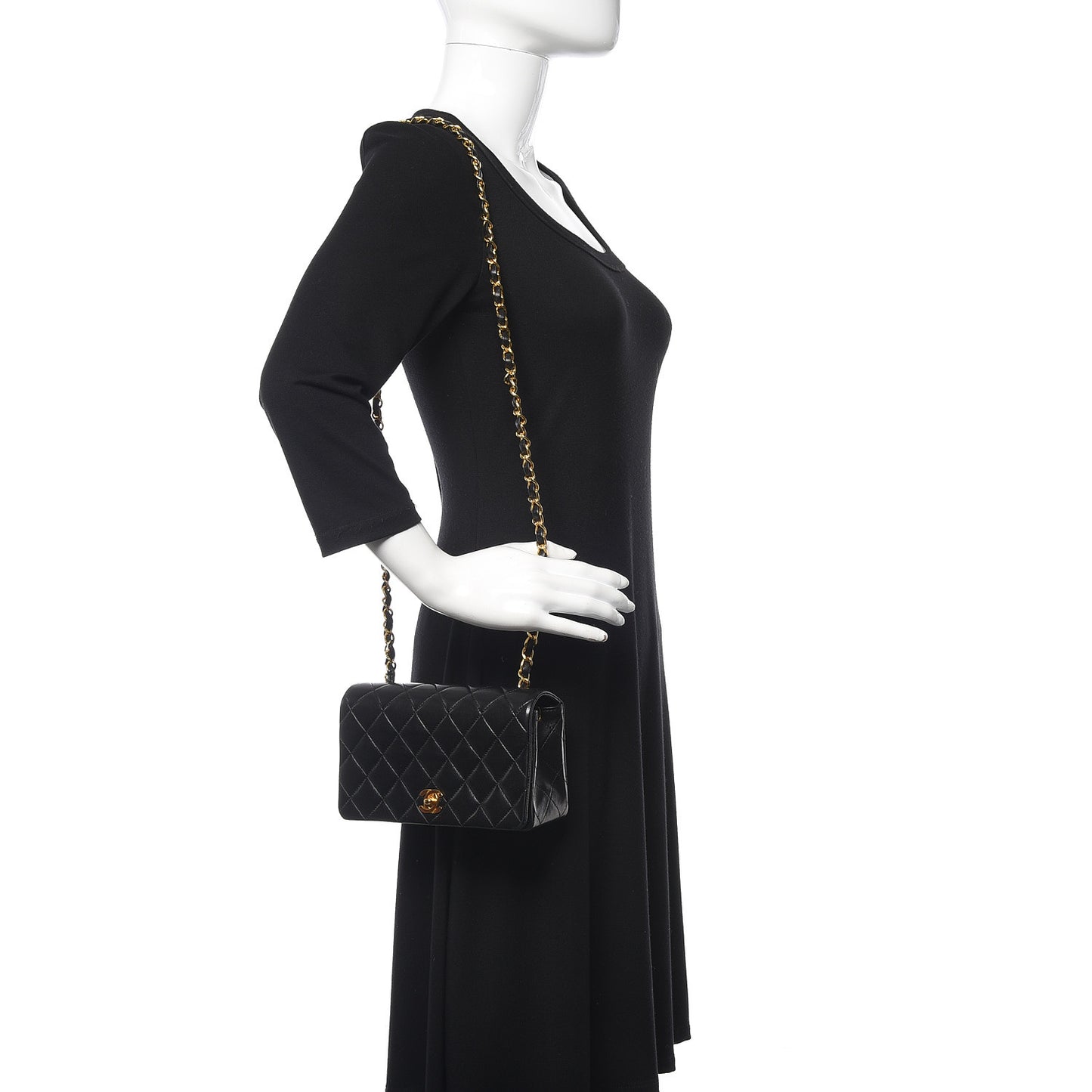 Lambskin Quilted Small Single Flap Bag Black