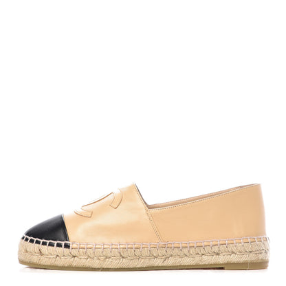 Chanel Lambskin CC Espadrilles 38 Beige Black 1 of 10