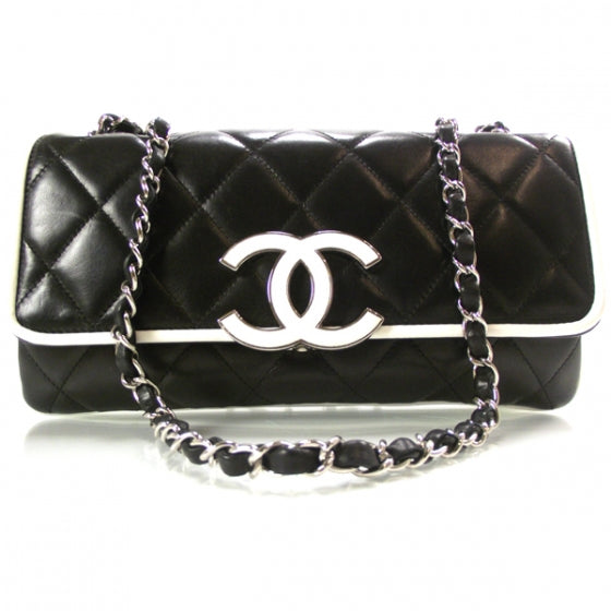 Lambskin Quilted Flap Black/White