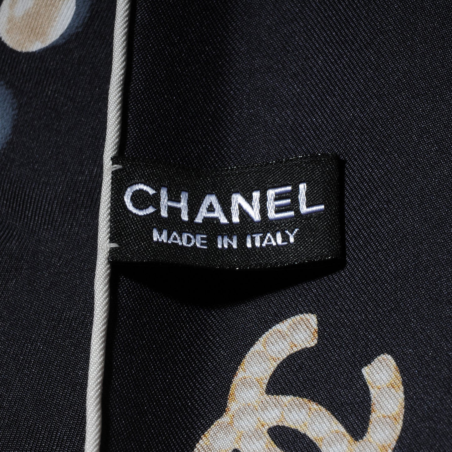 Silk Pearl CC Square Scarf Black