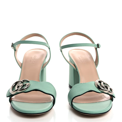 Gucci Lifford Calfskin GG Marmont Ankle Wrap 75mm Sandals 35 Water Green 2 of 8