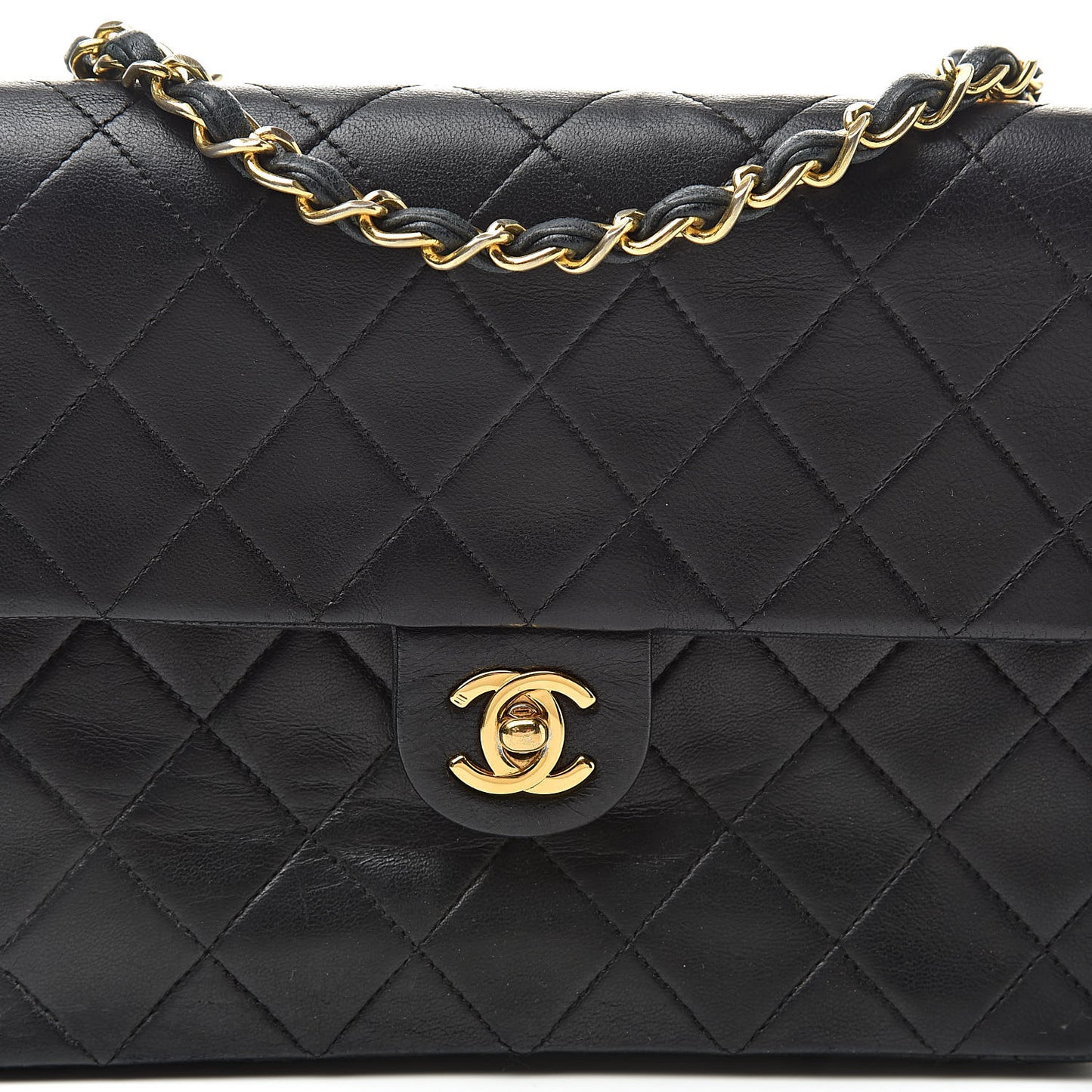 Lambskin Quilted Mini Square Flap Bag Black