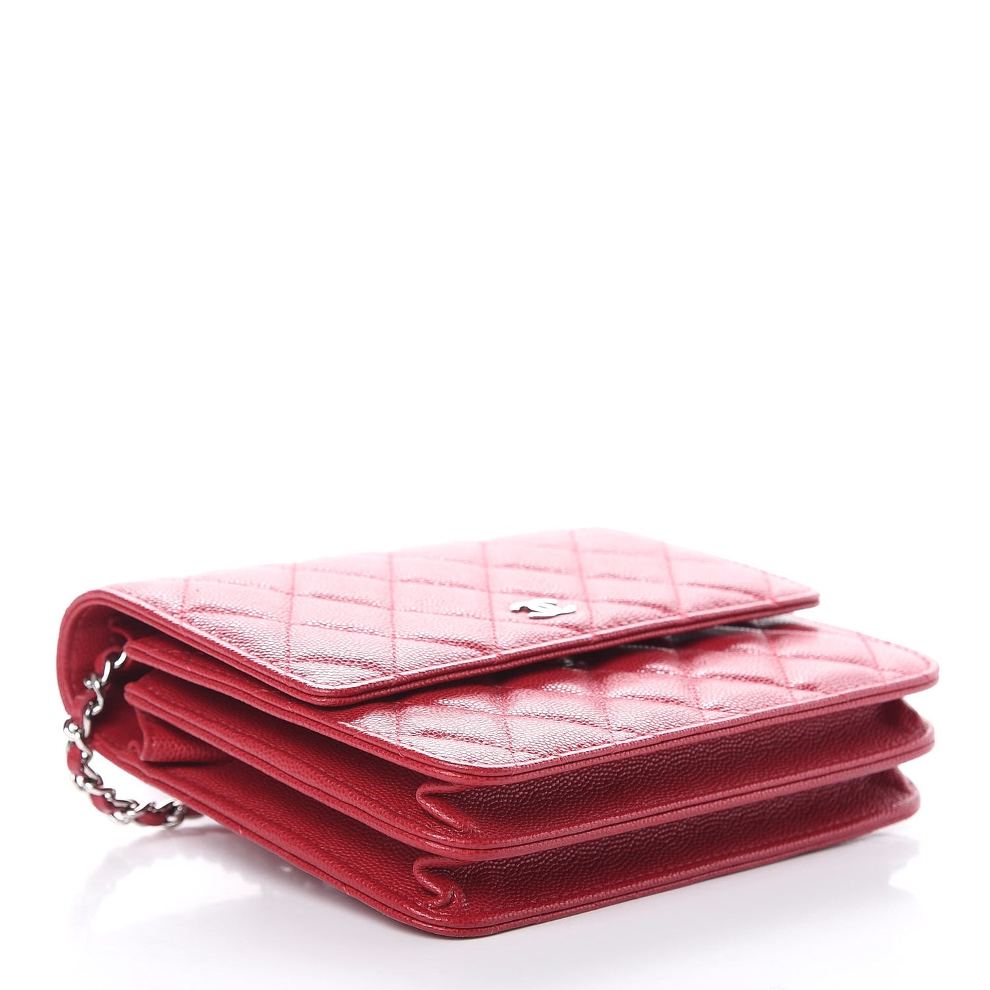 Caviar Quilted Square Wallet On Chain WOC Pink