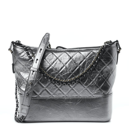 Chanel Metallic Lambskin Calfskin Quilted Medium Gabrielle Hobo Silver 1 of 4
