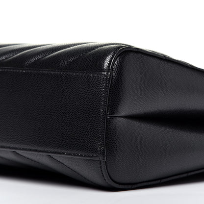 Saint Laurent Grain De Poudre Matelasse Chevron Medium Tribeca Shopping Bag Black 9 of 9