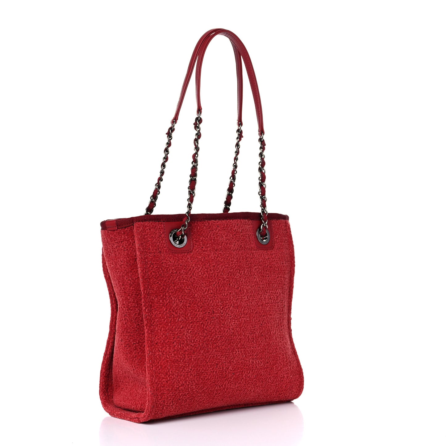 Lurex Boucle Mini Deauville Tote Red