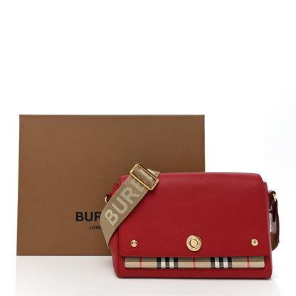 Burberry Calfskin Vintage Check Note Crossbody Bag Carmine Red 17 of 17
