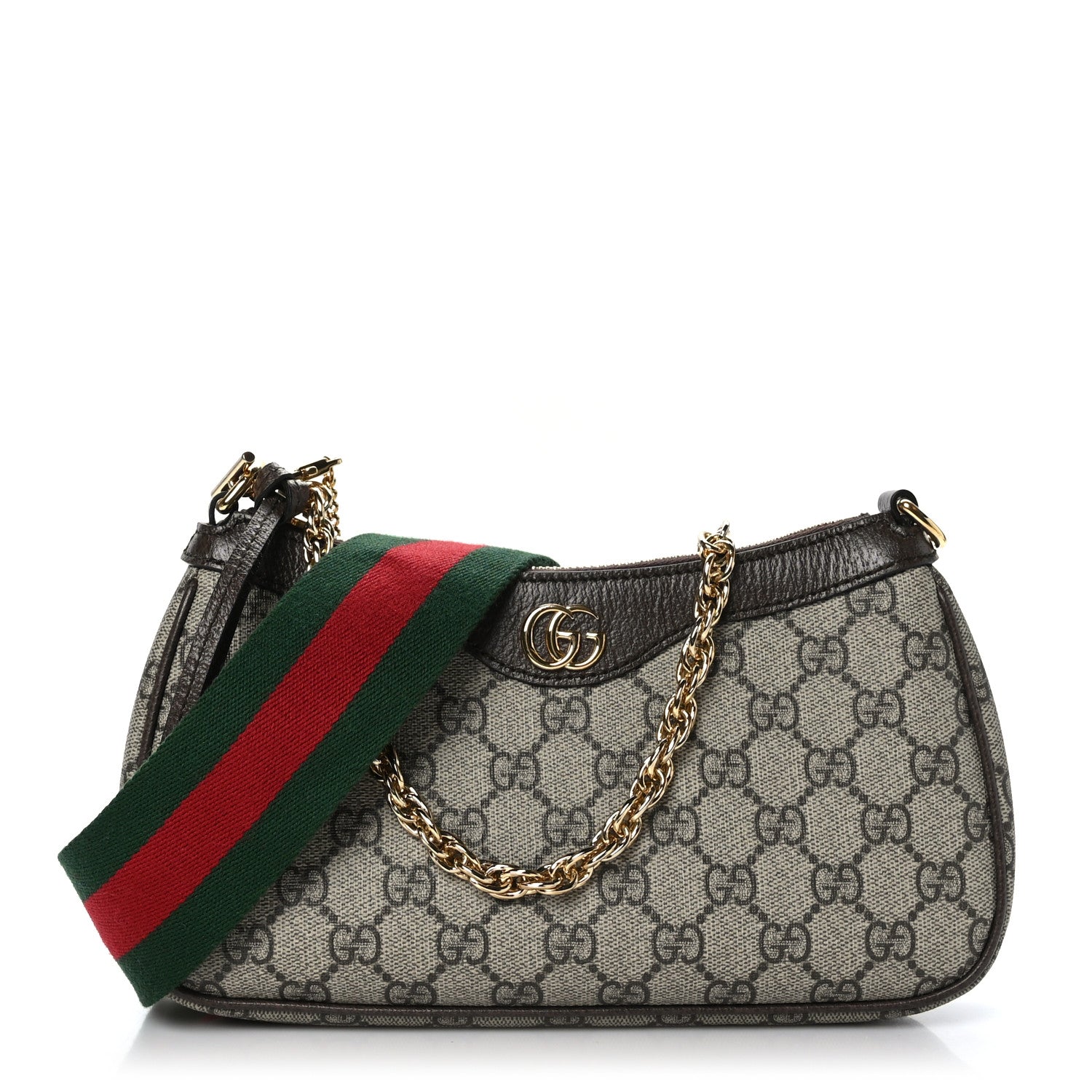 GUCCI【今月末まで値下げ】 Gucci GG Supreme Monogram Textured Dollar Calfskin Web Small