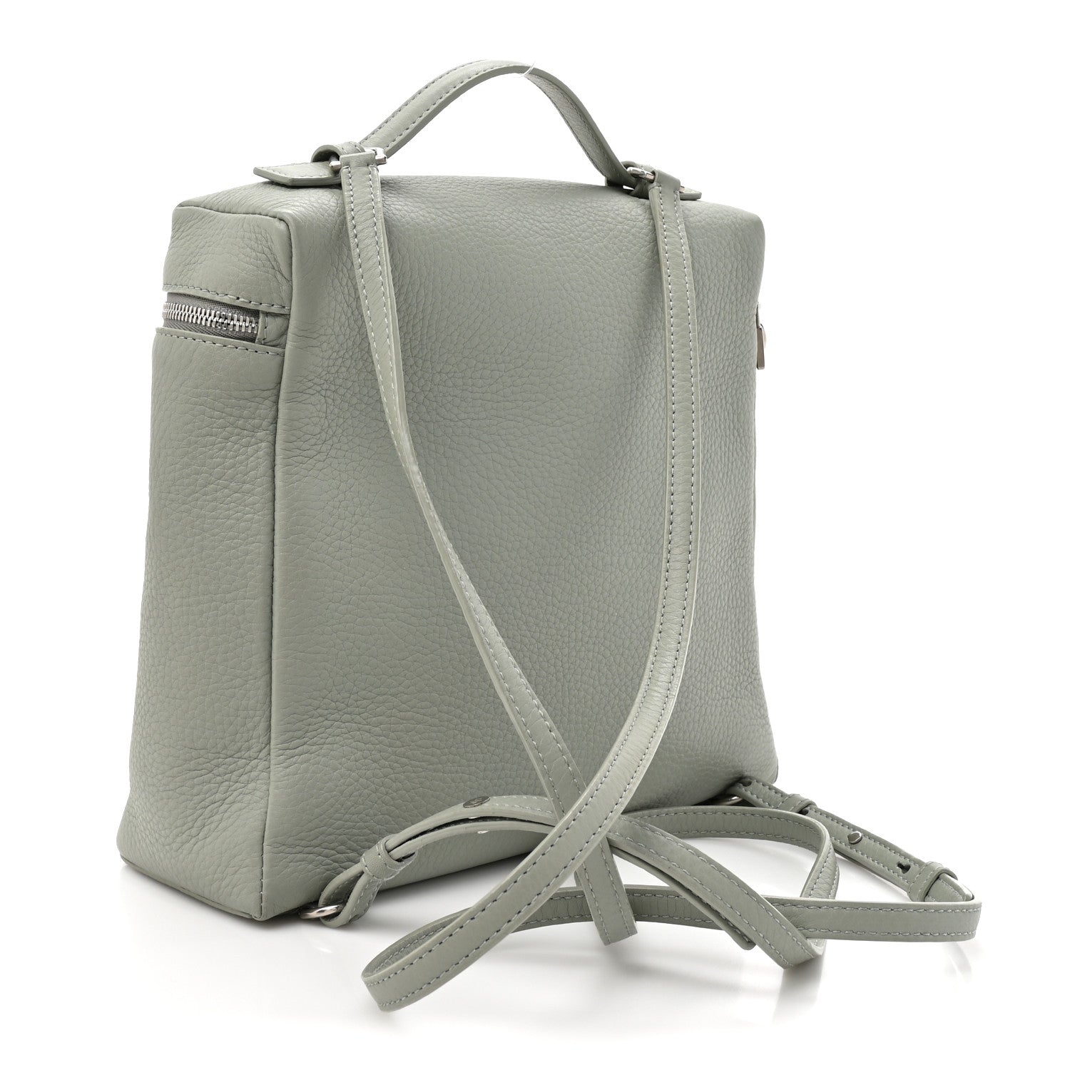 Loro Piana Grained Calfskin Extra Pocket L23.5 Backpack Eucalyptus 3 of 12