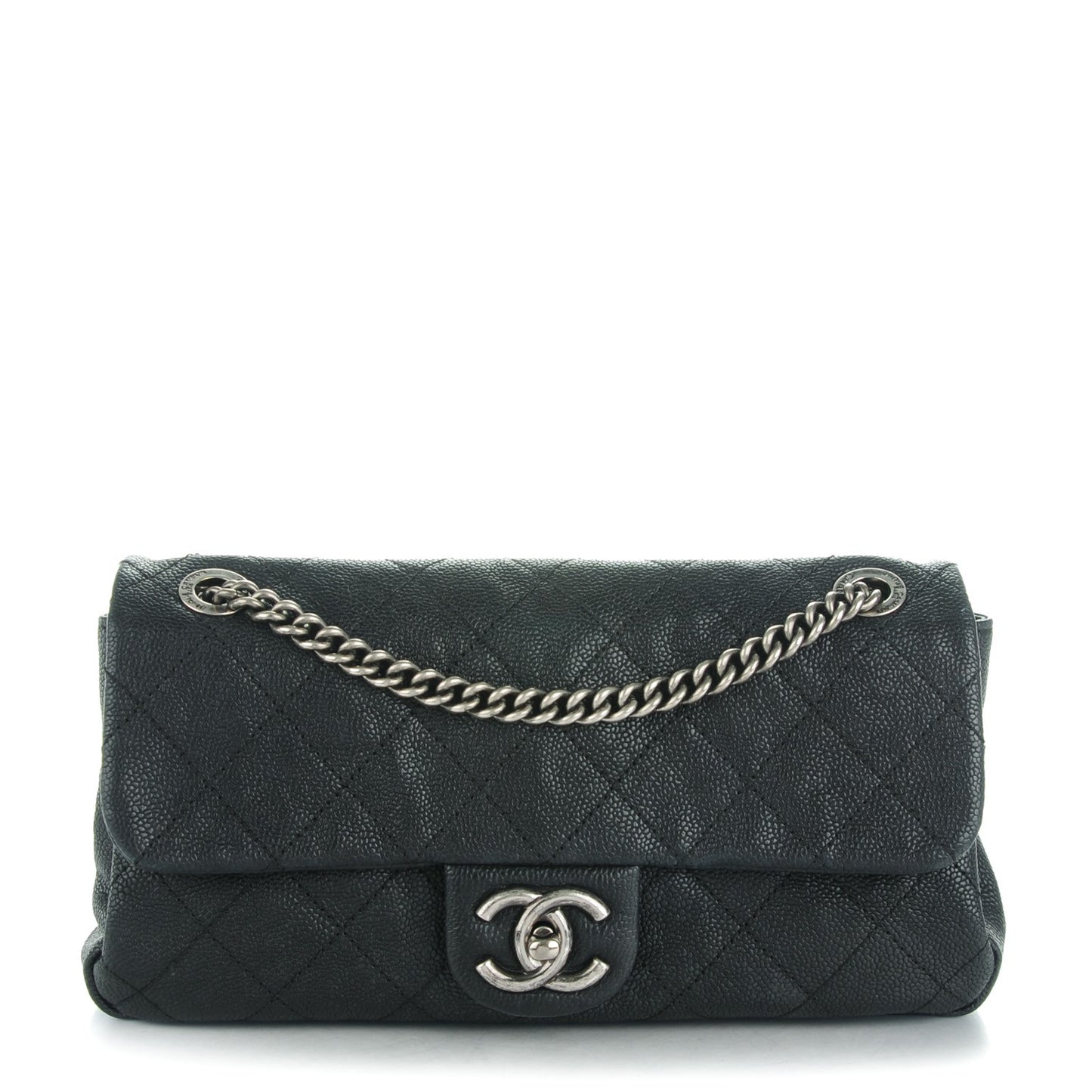 Caviar Quilted Medium Simply CC Flap Black