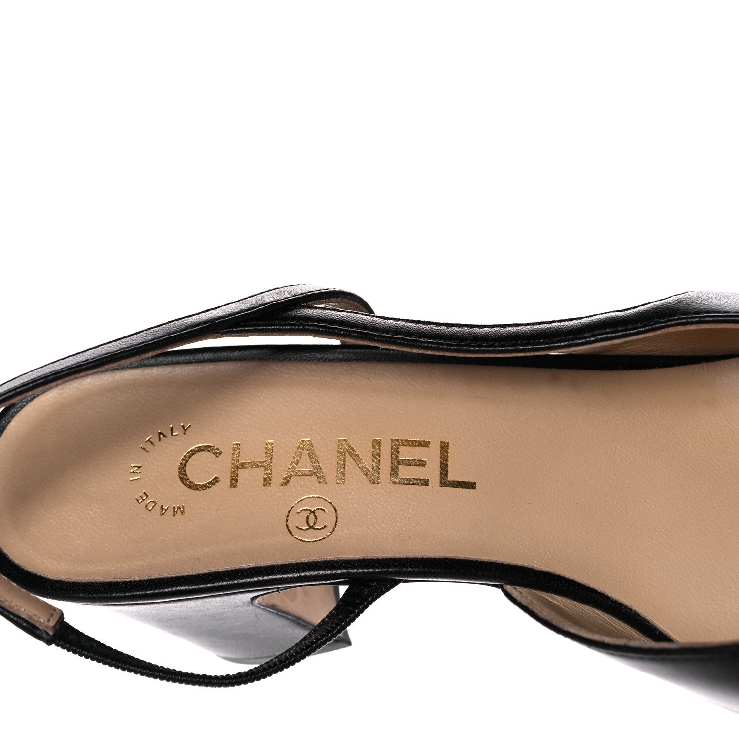 Chanel Lambskin Patent Cap Toe CC Slingback Pumps 36.5 Black 7 of 10