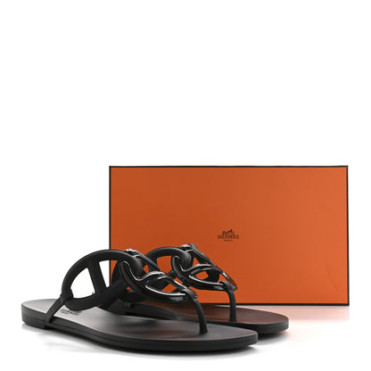 Hermes Rubber Womens Egerie Sandals 41 Black 9 of 9
