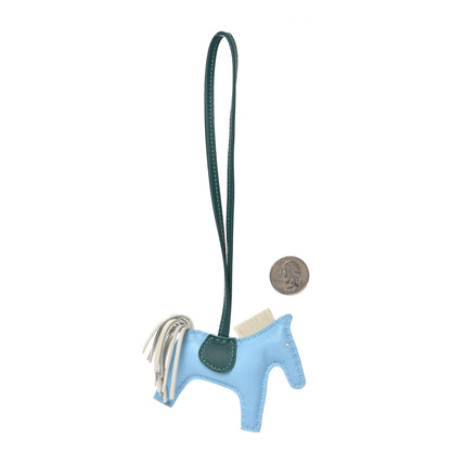 Hermes Milo Lambskin Grigri Rodeo Horse Bag Charm PM Celeste Malachite Craie 2 of 4
