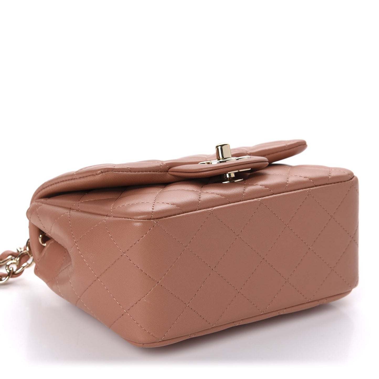 Lambskin Quilted Mini Square Flap Dark Beige