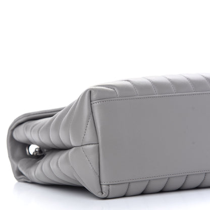 Saint Laurent Calfskin Y Quilted Monogram Medium Loulou Chain Satchel Light Gray 8 of 9
