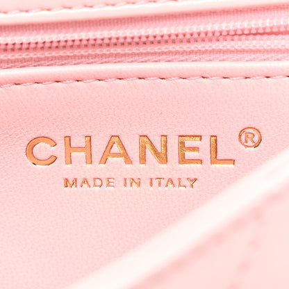 Chanel Shiny Lambskin Quilted Mini Twisted Links Top Handle Flap Light Pink 6 of 11