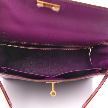 Hermes Chevre Mysore Horseshoe Kelly Retourne 28 Anemone Rose Confetti 4 of 14