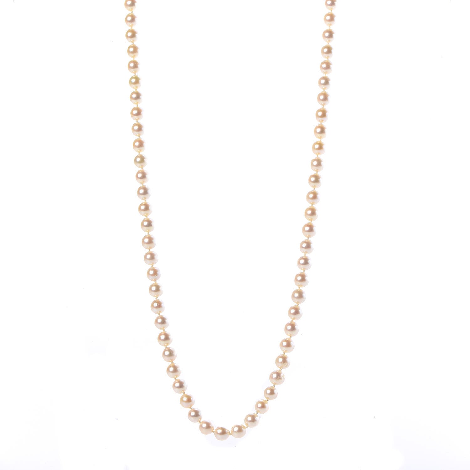 Mikimoto 18K Yellow Gold Akoya Pearl 7-7.5mm Strand Necklace 24" 1 of 6