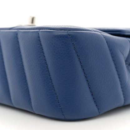 Chanel Caviar Chevron Quilted Small Single Flap Blue 10 of 11
