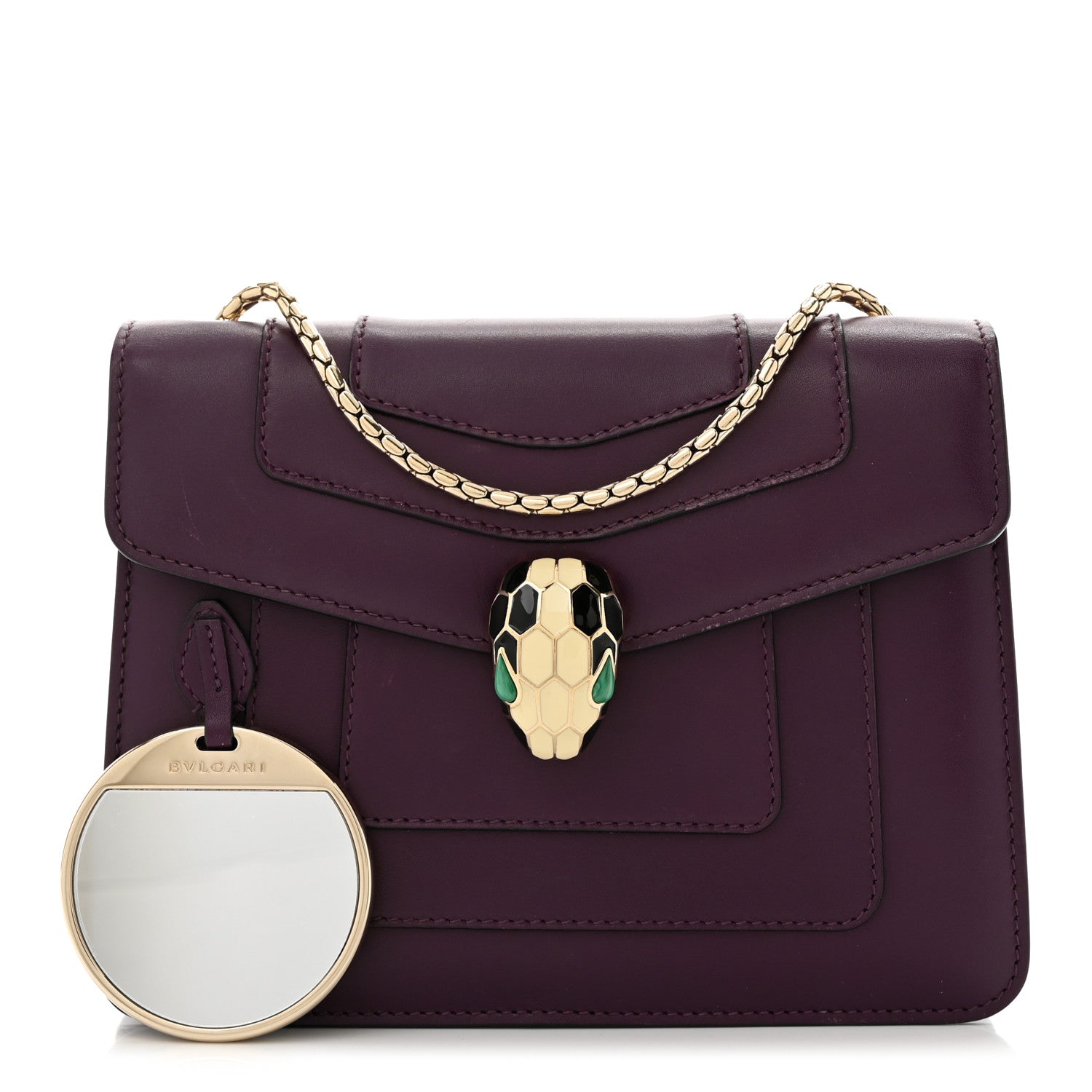 Bulgari Calfskin Small Serpenti Forever Snake Strap Crossbody Bag Purple 3 of 10